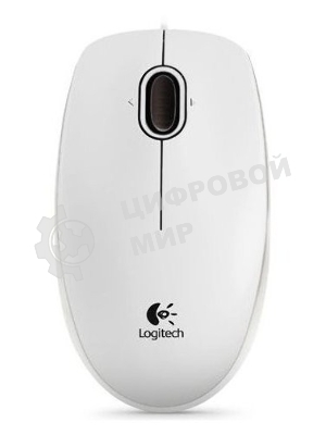 Мышь проводная Logitech B100 белый, 1000 dpi, USB, кнопки - 3