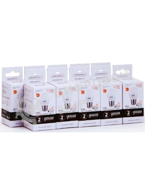 Лампа светодиодная Gauss Elementary 12Вт цок.: E27 шар 220B 3000K св. свеч. бел. теп. (упак.: 10 шт)