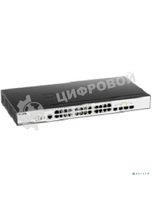 Коммутатор D-Link Switch DGS-3000-28LP/B1A Управляемый коммутатор 2 уровня с 24 портами 10/100/1000Base-T и 4 портами 1000Base-X SFP (24 порта с подде