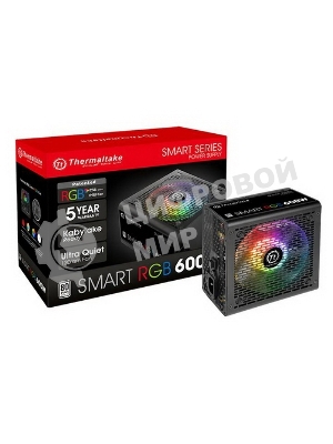 Блок питания Thermaltake Smart RGb (PS-SPR-0600NHSAWE-1), 600Вт, 80 PLUS, 120мм, черный