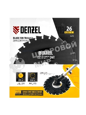 Диск для триммера Denzel c долотообразной формой зуба, 200 х 25,4 мм, 26 зубов