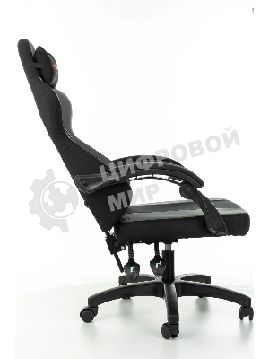 Кресло Zombie Rudger черный/серый, экокожа, 120 кг, механизм качания