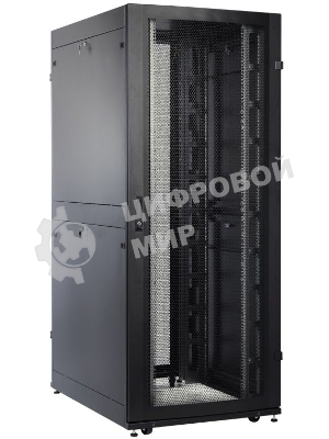 Шкаф серверный ПРОФ напольный 42U (800x1000) дверь перфор. 2 шт., черный, в сборе (ШТК-СП-42.8.10-44АА-9005)