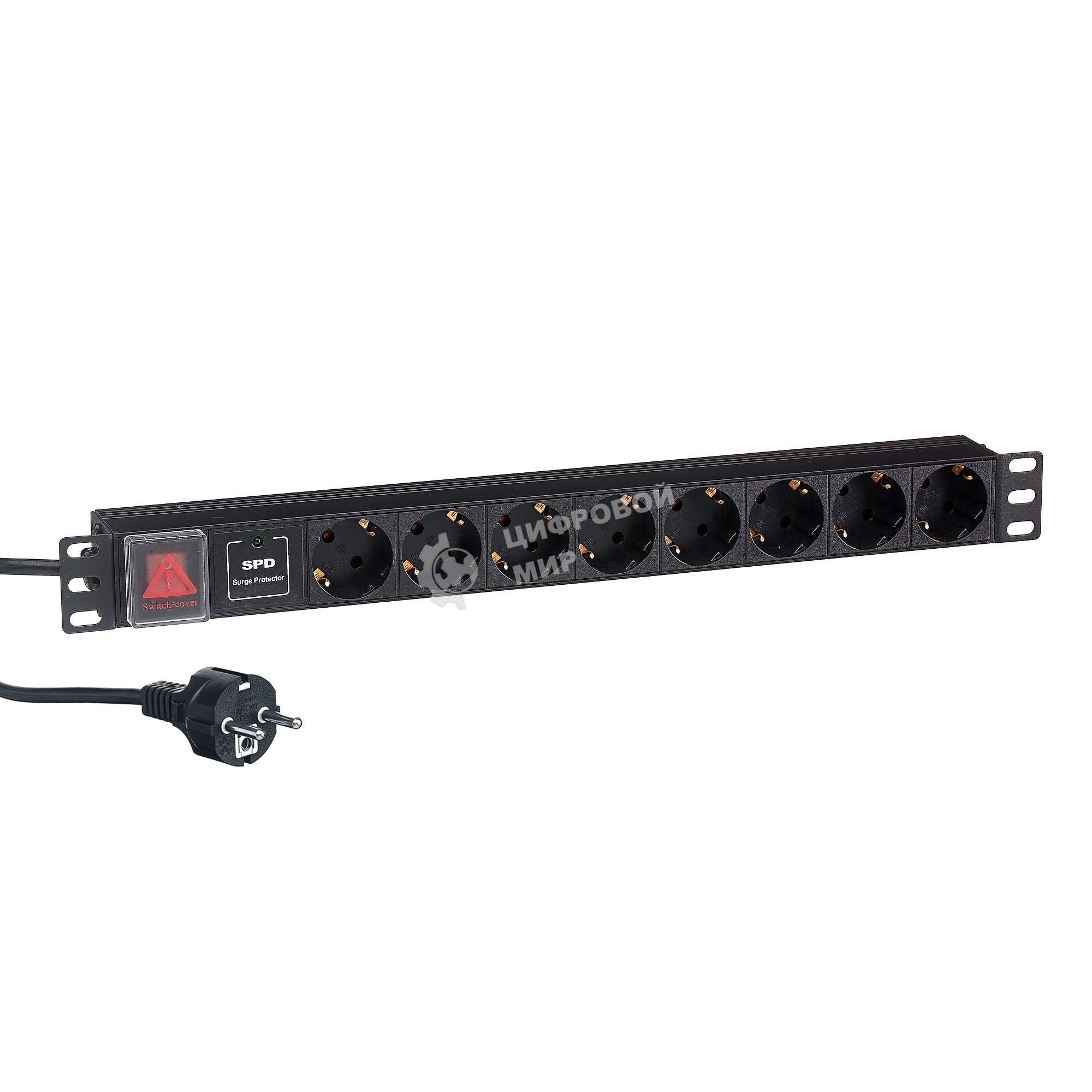 Блок розеток горизонтальный ExeGate ServerPro PDU-19H807 Al-8S-EU2-SW-SPD1, 19