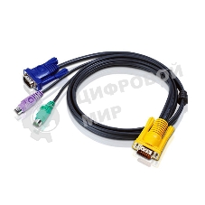 Кабель ATEN KVM Cable 2L-5203P Кабель для KVM: 2xPS/2(m)+DB15(m) (PC) -на- SPHD15(m) (KVM), 3м