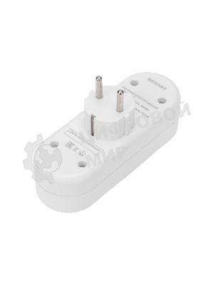 Двойник электрический Rexant линейный 16 А с заземлением + 2 USB-порта, 2,4 А, белый