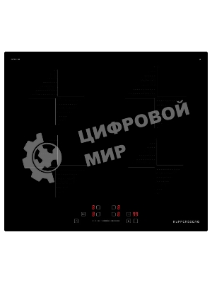 Индукционная варочная панель Kuppersberg ICI 604 60 см, индукция, High-Tech, inverter, прямой край, 9 уровней мощности, бустер, Stop and Go, автоматическое отключение, таймер, индикатор остаточного тепла, сенсорное/слайдерное управление, черный