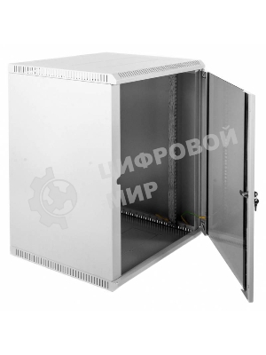 Шкаф телеком. настенный разборный 15U (600х650) дверь стекло, серый RAL 7035