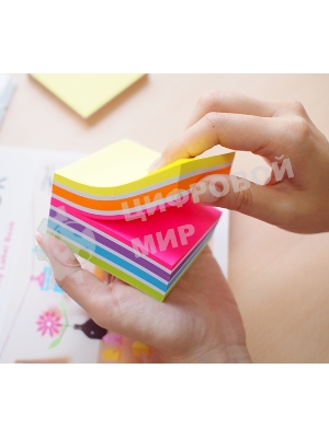 Блок самоклеящийся бумажный Stick`n 21537 76x76 мм, 400 листов, 70 г/м2, неон+пастель, 5 цветов в упаковке