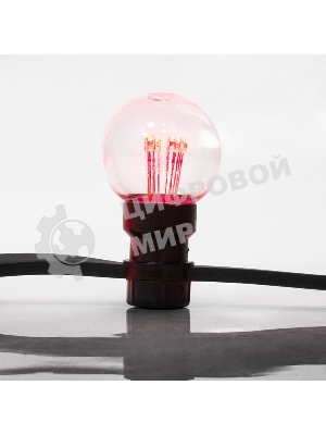 Гирлянда Neon-night LED Galaxy Bulb String 10м, черный каучук, 30 лампx6 LED красный, влагостойкая IP65