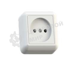 Розетка Кунцево-Электро 1-м ОП Оптима 10А IP20 РА10-375 (в компл. с монтажной пластиной) без заземл. белый