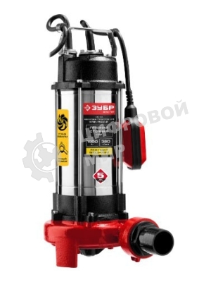 Насос ЗУБР НПФ-1500-Р фекальный погружной 1500Вт пропускная способность 380 л/мин напор 15м чугунн