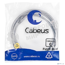 Шнур комм. Cabeus, кат. 6, неэкр., U/UTP, RJ45/RJ45, PVC, AWG24, 3м, серый