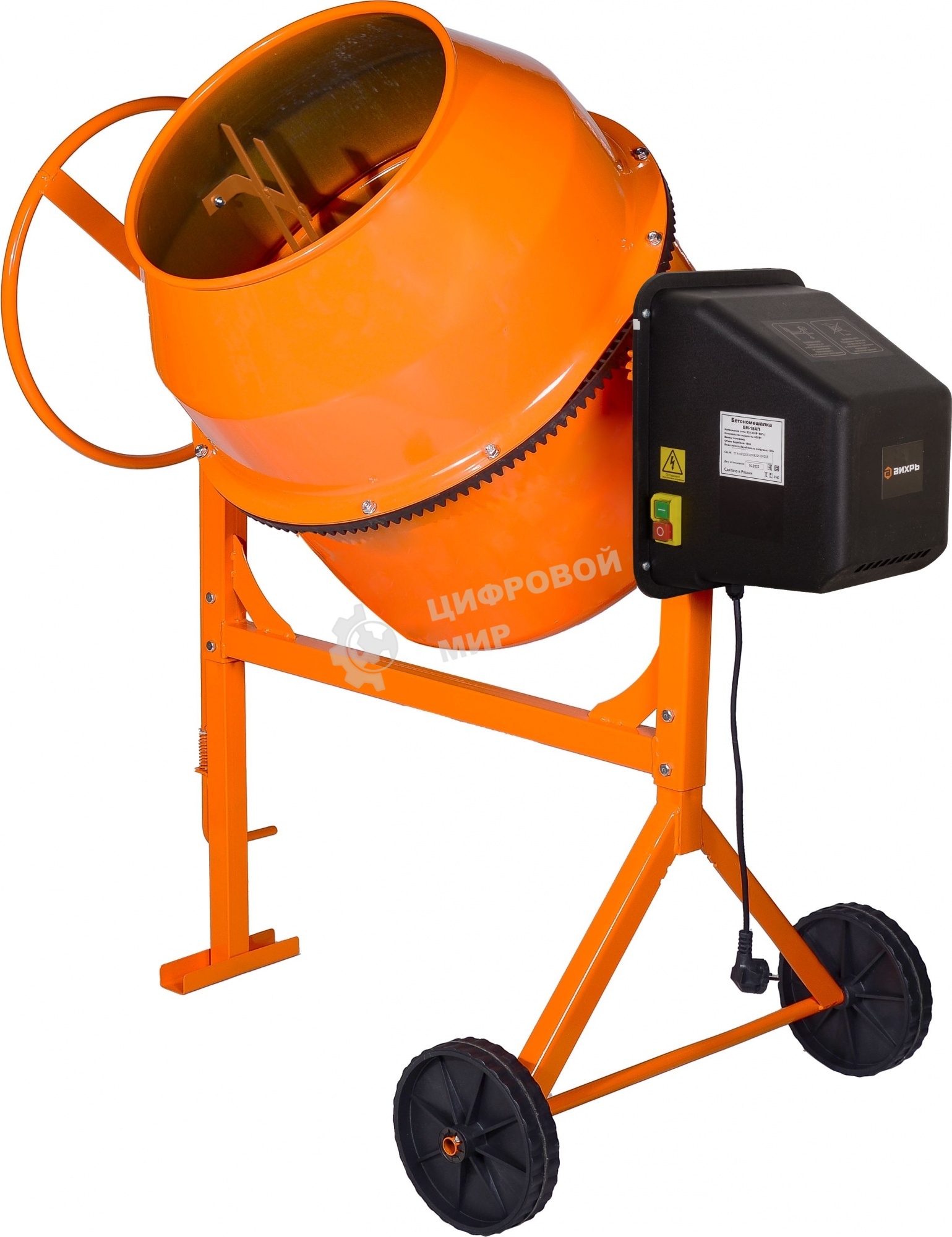 Бетономешалка Вихрь БМ-18АП (74/1/19) 800 Вт, 180 л, полиамидный венец, 32 об/мин