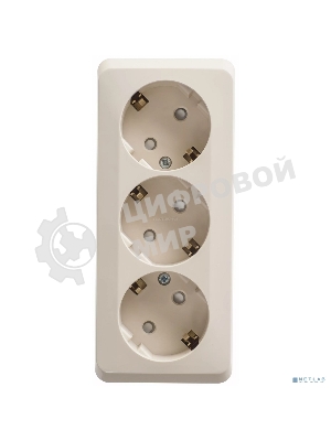 Розетка 3-м ОП Этюд 16А 250В защ. шторки с заземл. крем. SchE PA16-012K