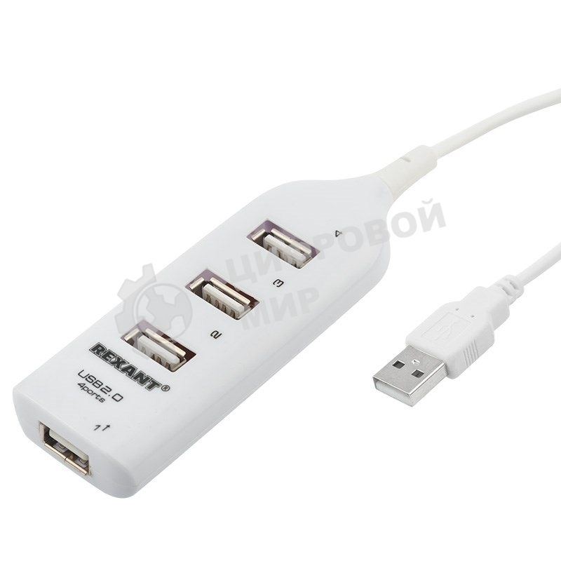 Разветвитель USB 2.0 Rexant на 4 порта белый