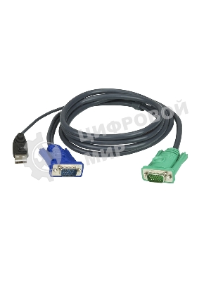 Кабель KVM ATEN 2L-5205U USB(тип А Male)+HDB15(Male) (-) SPHD15(Male) 5,0м., черный.