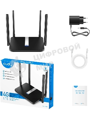 Роутер беспроводной Cudy LT500 AC1200 10/100BASE-TX/4G cat.4 черный