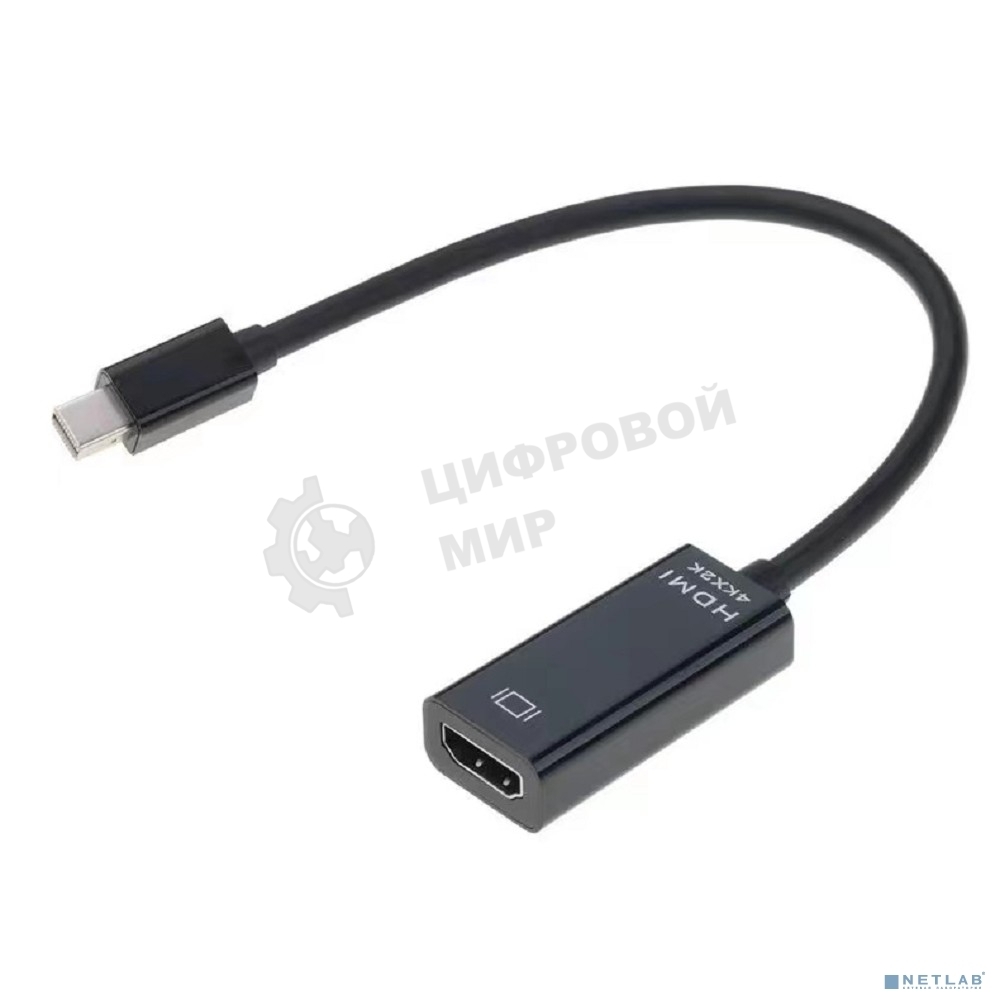 Переходник с кабелем Bion mini DisplayPort - HDMI, 20M/19F, 4k@30Hz, длинна кабеля 15 см, черный BXP-A-mDPM-HDMIF-015