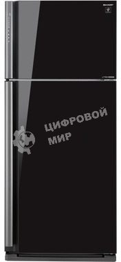 Холодильник Sharp SJ-XP59PGBK черное стекло двухкамерный 430/148л морозилка сверху, No Frost