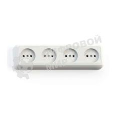 Розетка Кунцево-Электро 4-м ОП Оптима 16А РА16-402 (в компл. с монтажной пластиной) белый