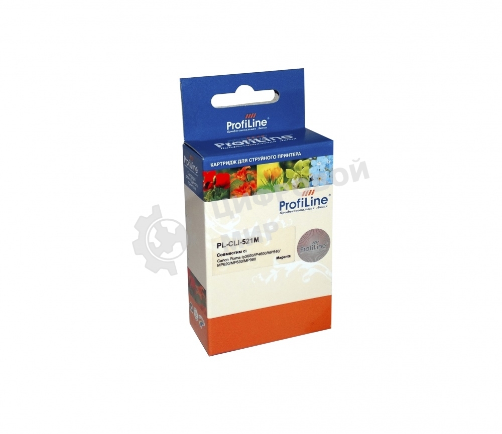Картридж струйный ProfiLine PL-CLI-521M для принтеров Canon Pixma IP3600/IP4600/MP540/MP550/MP620/MP630/MP980 с чипом водн