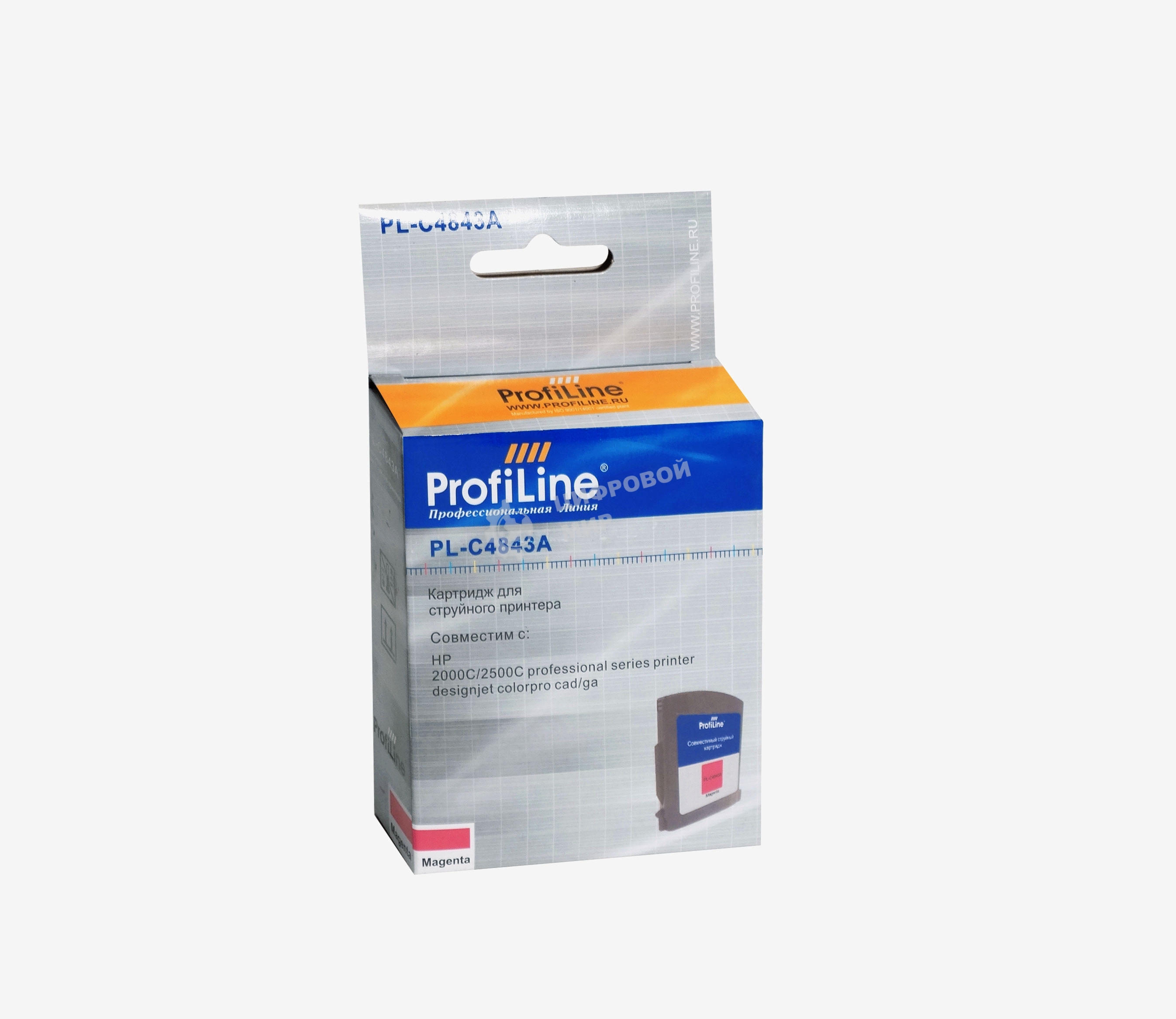 Картридж струйный ProfiLine PL-C4843A №10 для принтеров HP DJ 2000C/2500C Designjet Colorpro cad/ga Magenta водные