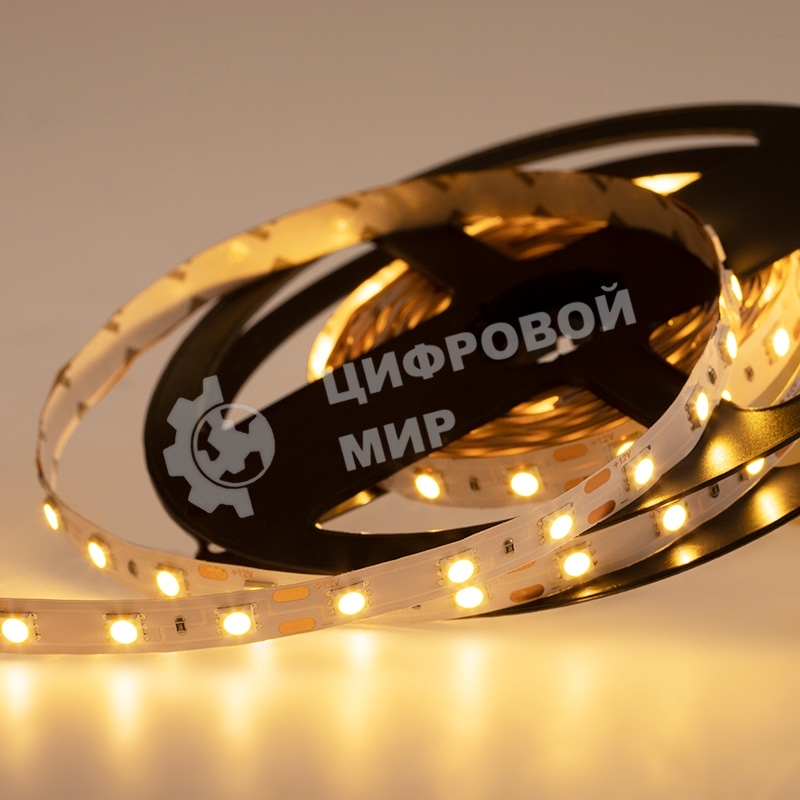 Лента светодиодная открытая, 10 мм, IP23, SMD 5050, 60 LED/m, 12 V, цвет свечения теплый белый