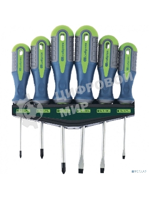Набор отверток Сибртех, CrV, трехкомпонентные рукоятки, 6 предм