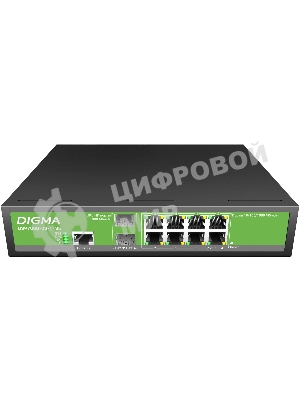 Коммутатор Digma DSP708G-2S-T135 (L2+) 8x1Gbит/с 2SFP 8PoE 8PoE+ 135W управляемый