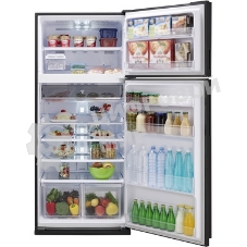 Холодильник Sharp SJ-XP59PGBK черное стекло двухкамерный 430/148л морозилка сверху, No Frost