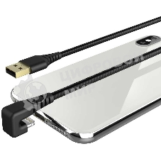 Кабель Hama 00187221 Lightning (m) угловой USB 2.0 (m) 1.5м черный