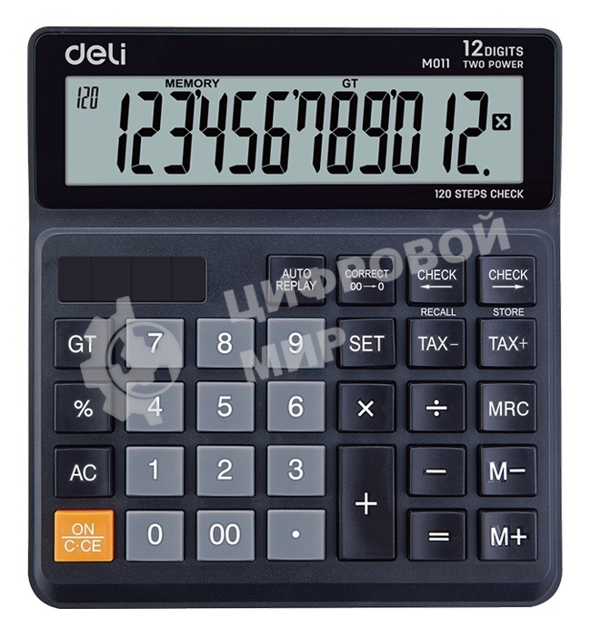 Калькулятор бухгалтерский Deli EM01120 черный 12-разр.