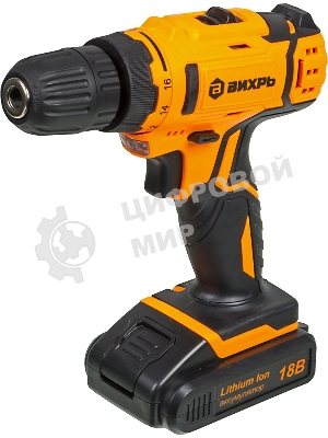 Дрель-шуруповерт Вихрь ДА-18Л-2КА, 18 В, 1,5 Ач, 35 Нм, щеточный