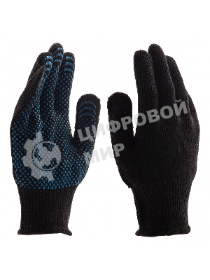 Перчатки трикотажные Сибртех хлопкоэфирные плюшевые, ПВХ 