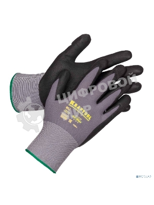 Перчатки нейлоновые KRAFTOOL EXPERT, 15 класс, вспененное нитриловое покрытие, размер XL