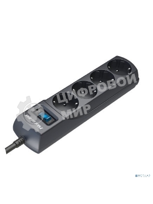 Сетевой фильтр ZIS Pilot m Max 4 розетки (евро с заземлением), 15А/3.3 кВа, автомат, 10 м, черный Surge protector Pilot m Max 4 euro outlets, 15А/3.3кВа, 10m, black