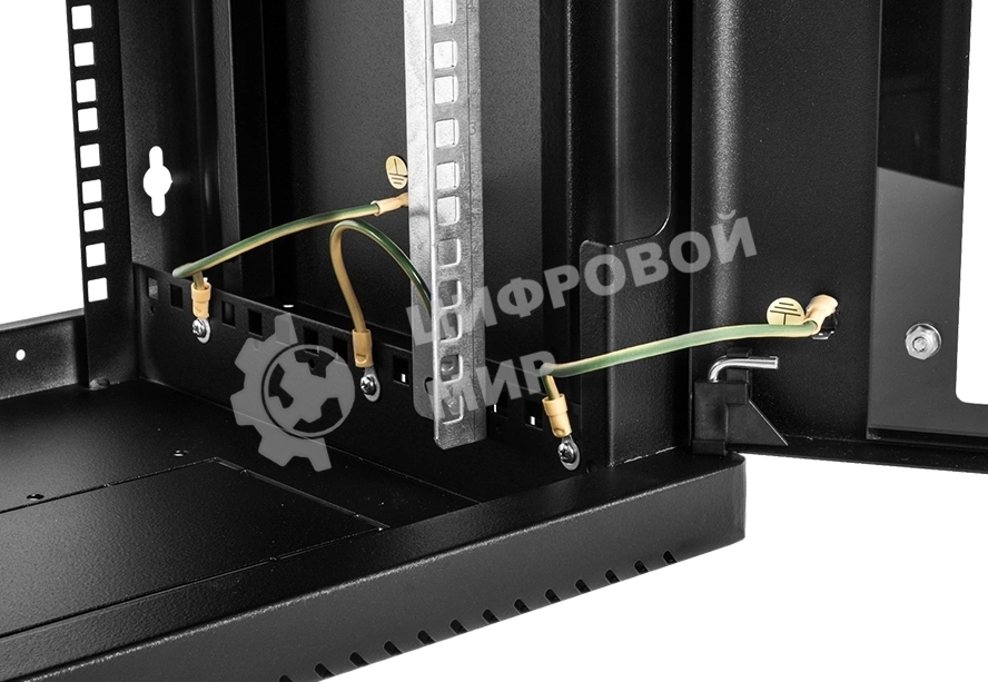 Шкаф коммутационный ЦМО (ШРН-6.500-9005) настенный 6U 600x500 мм пер. дв. стекл 200 кг черный 470 мм 180 град.