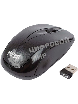 Мышь беспроводная HIPER HOMW-061 черный, 1000 dpi, радиоканал, USB, кнопки - 3