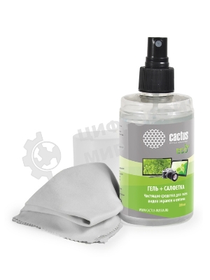 Чистящий набор (салфетки + гель) Cactus CS-S3004E для экранов и оптики 1 шт 18x18 см 200 мл