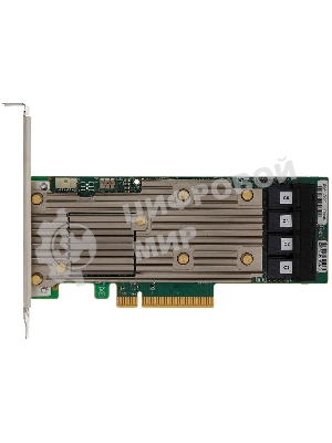 Контроллер MegaRAID 9460-16I SGL (05-50011-00), PCIe 3.1 x8 LP, SAS/SATA/NVMe, RAID 0,1,5,6,10,50,60, 16port(4 * int SFF8643), 4Gb Cache, 3516ROC