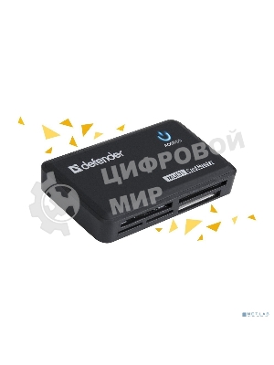 Кард-ридер Defender Optimus/черный/CF/MMC/MS/MS Duo/MS Micro M2/MS Pro/MS Pro Duo/RS-MMC/SD/SDHC/micro-SD/mini-SD/miсro-SDHC/USB 2.0 A(M)/черный