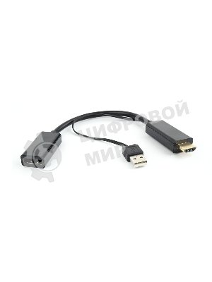 Конвертер HDMI->DisplayPort, Cablexpert DSC-HDMI-DP, HD19M+USBxHD20F, черный