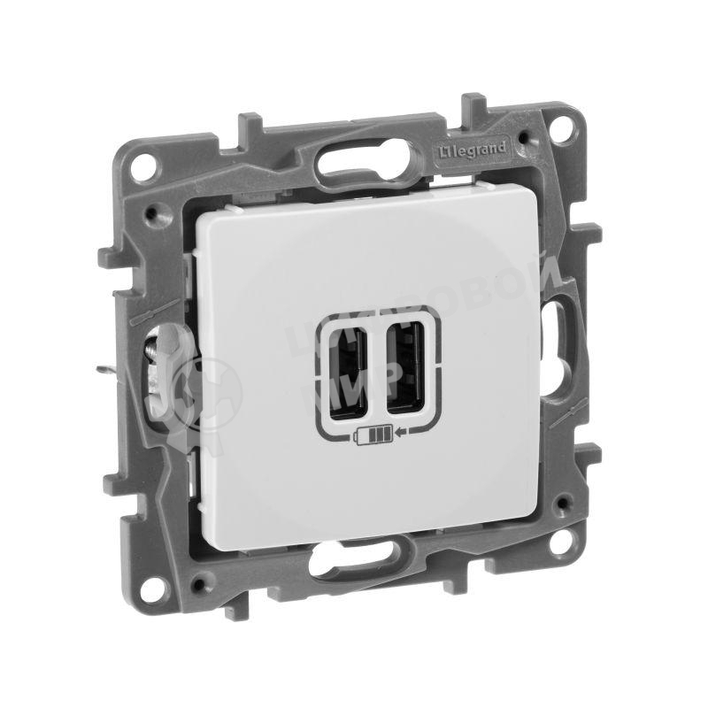 Зарядное устройство с двумя USB-разьемами 240В/5В 2400мА, Etika, белый Зарядное устройство с двумя USB-разьемами 240В/5В 2400мА, Etika, белый