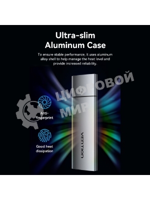 Корпус для SSD Vention USB 3.1 Gen 2-C M.2 NGFF (B-Key/B&M Key) Серый