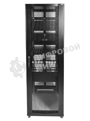 Шкаф серв.ПРОФ нап. 42U (600x1000) дверь перфор., задние двойные перфор., черный, в сборе (ШТК-СП-42.6.10-48АА-9005) (1 коробка)