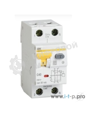 Выключатель автоматический дифференциального тока 2п (1P+N) B 16А 10мА тип A 6кА АВДТ-32 IEK MAD22-5-016-B-10
