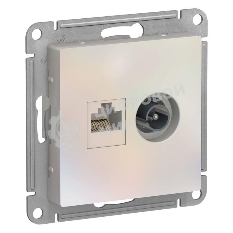 Розетка телевизионная +комп двойная RJ45+TV, кат.5E, механизм ATN000489 Schneider Electric Жемчуг