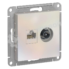 Розетка телевизионная +комп двойная RJ45+TV, кат.5E, механизм ATN000489 Schneider Electric Жемчуг