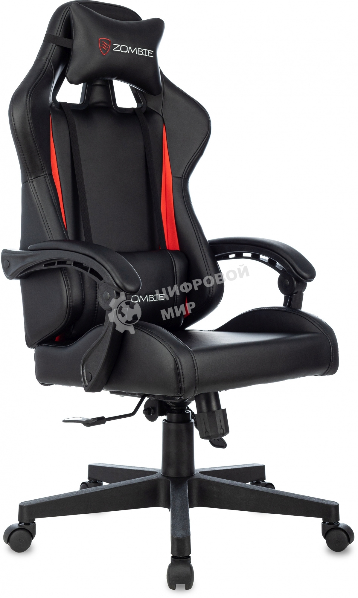 Кресло Zombie GAME TETRA черный/красный, экокожа, 120 кг, механизм качания